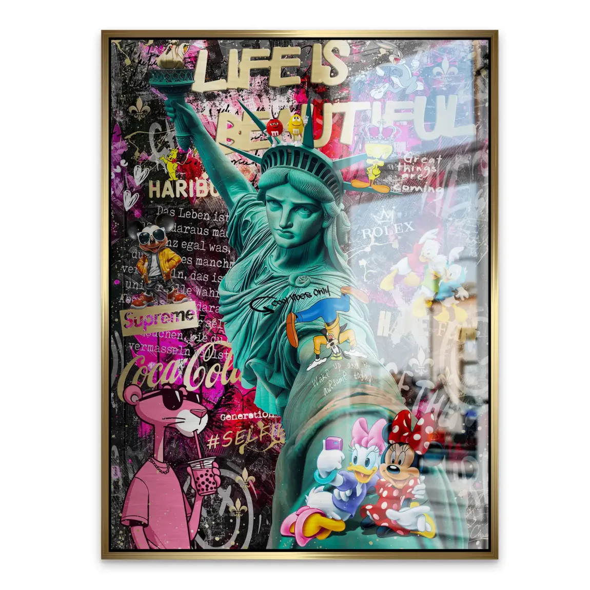 Liberty Selfie Pop Art Alu Gebürstet Bild