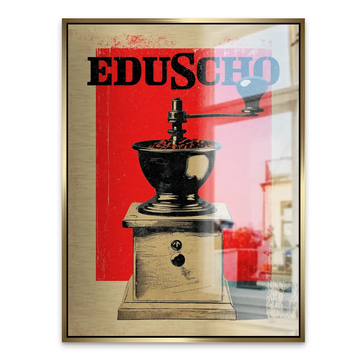 Eduscho Kaffeemühle Aluminiumbild gebürstet
