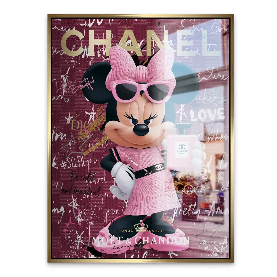 Minnie Maus Glam Chanel Aluminiumbild gebürstet
