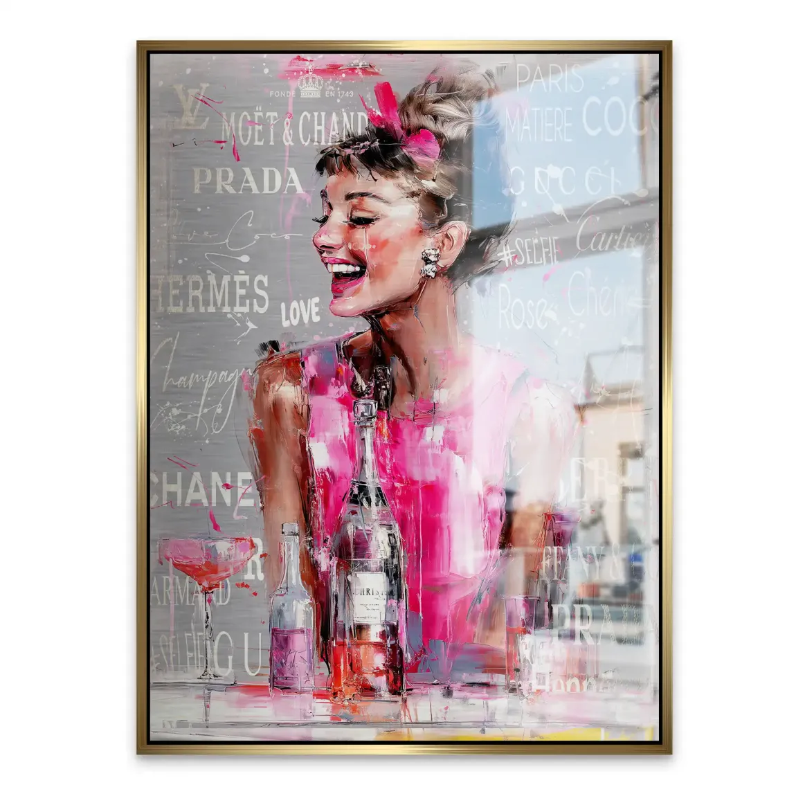 Champagne Bliss Audrey Hepburn Alu Gebürstet Bild