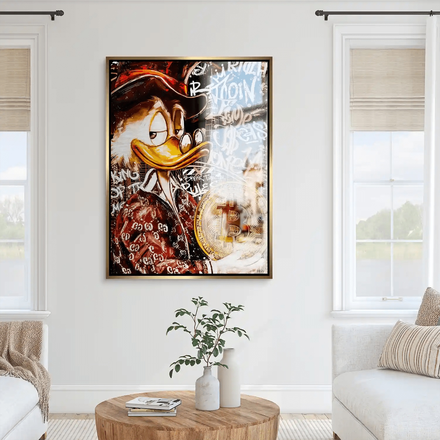 Dagobert Bitcoin Retro Pop Art Aludibond Gebürstet INGALERIE