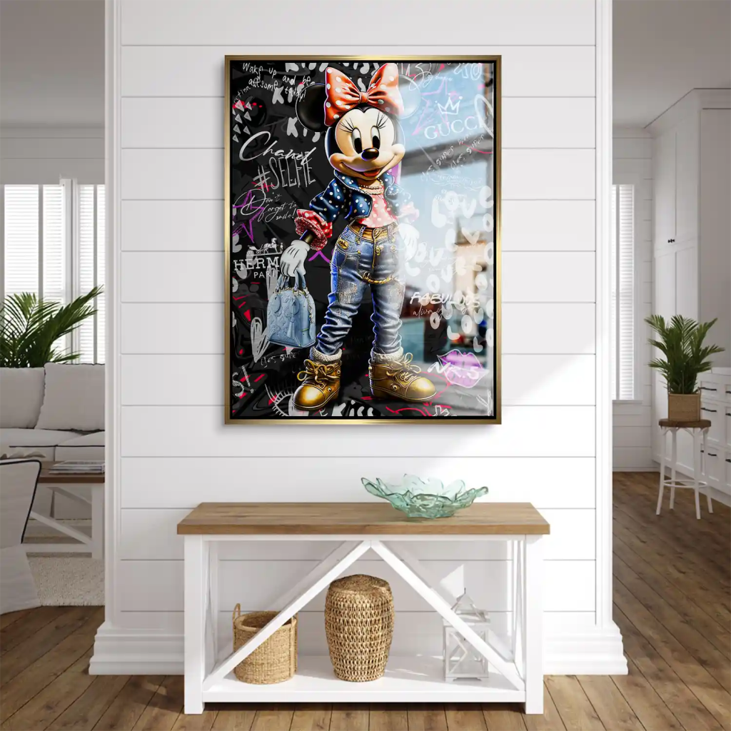 Minnie Maus Comic Street Art Alu gebürstet Bild INGALERIE