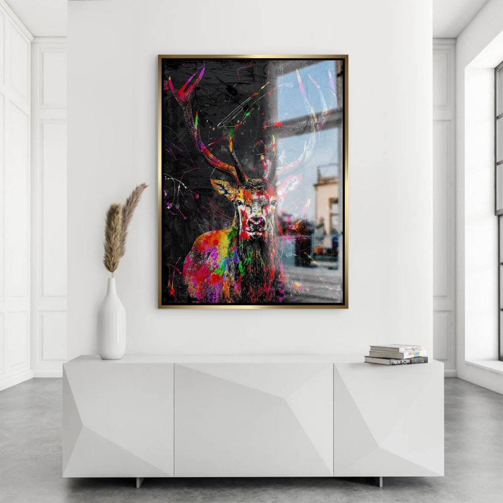 Hirsch Abstrakt Color Alu Gebürstet INGALERIE