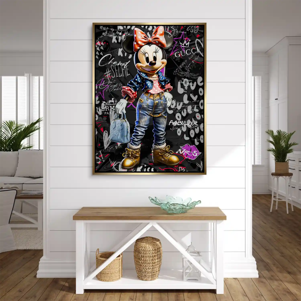 Minnie Maus Comic Street Art Alu gebürstet Bild INGALERIE