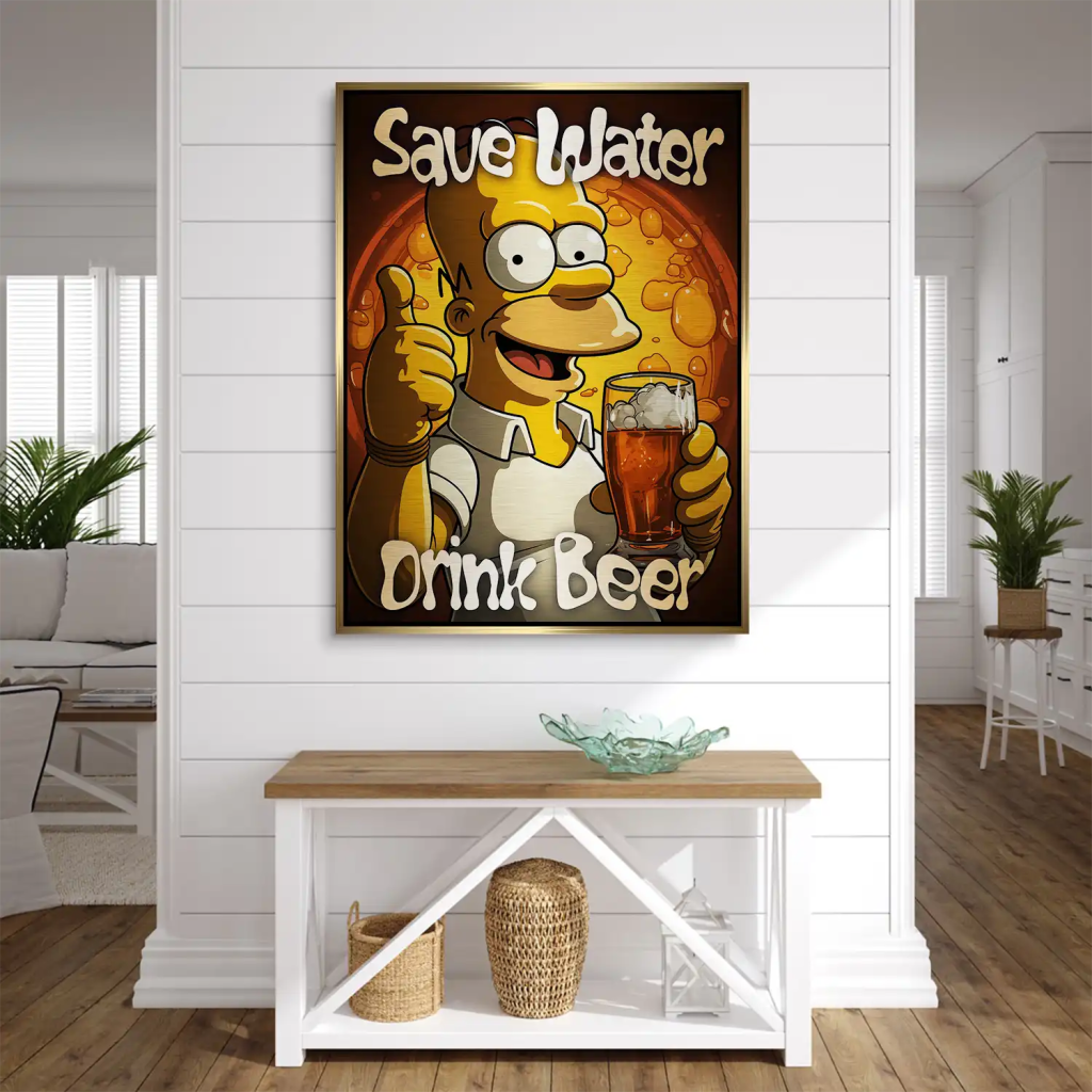 Homer Drink Beer Aludibond Gebürstet INGALERIE