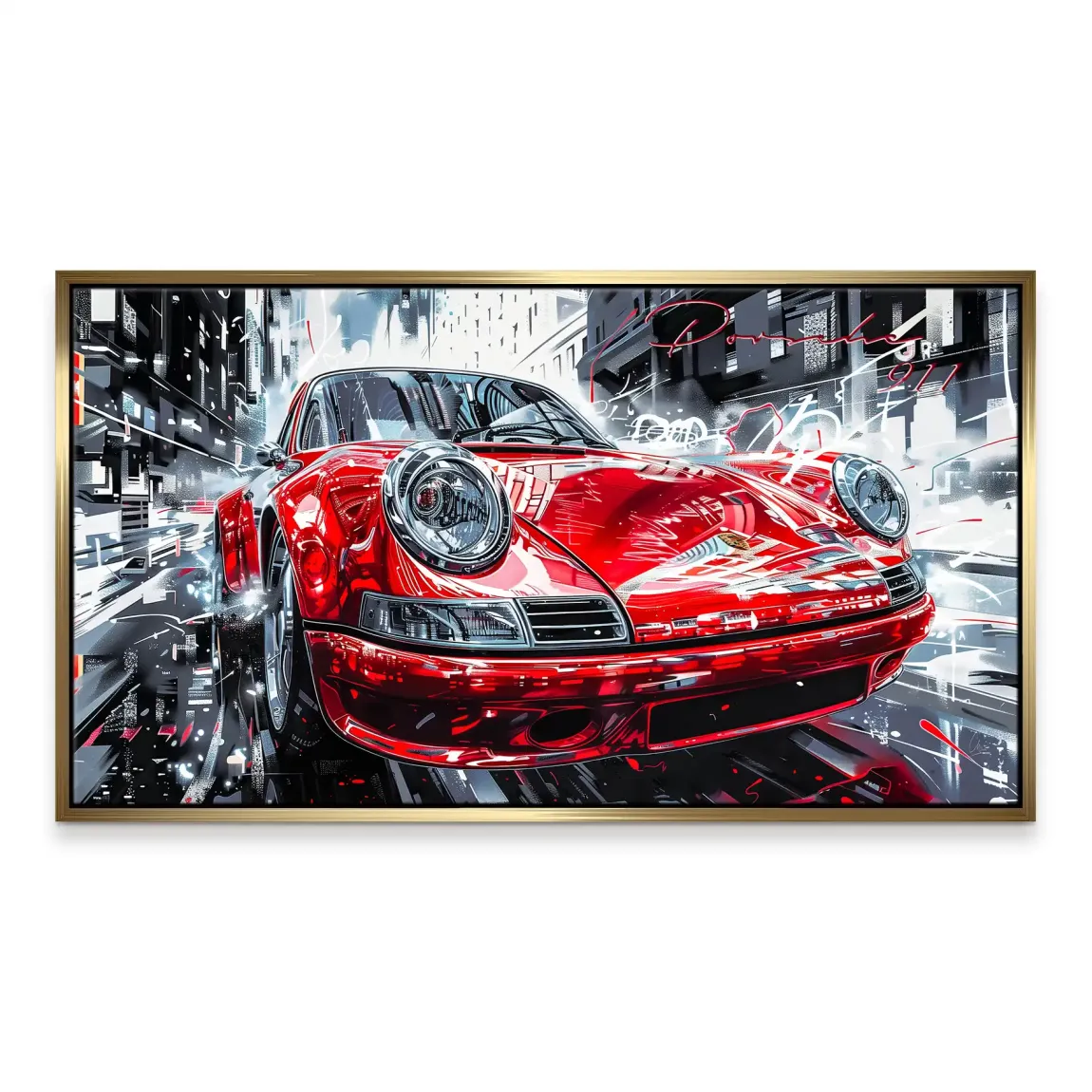 Porsche 911 Red City Leinwand Bild