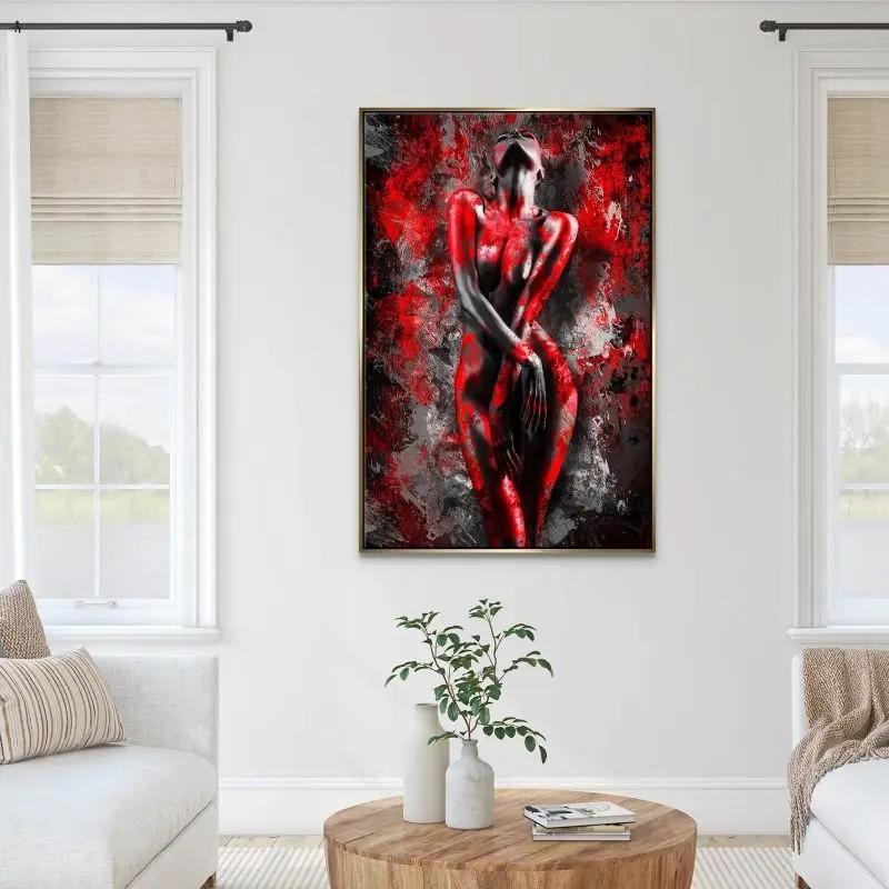 Red Woman Erotik Abstrakt Leinwand Bild INGALERIE