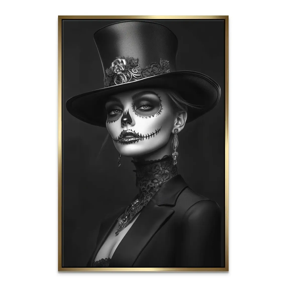 Elegante Lady im modernen Catrina Stil Leinwand Bild INGALERIE