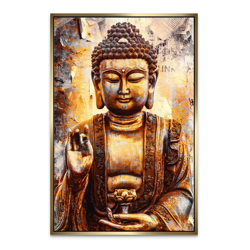 Buddha Retro Style Leinwand Bild INGALERIE