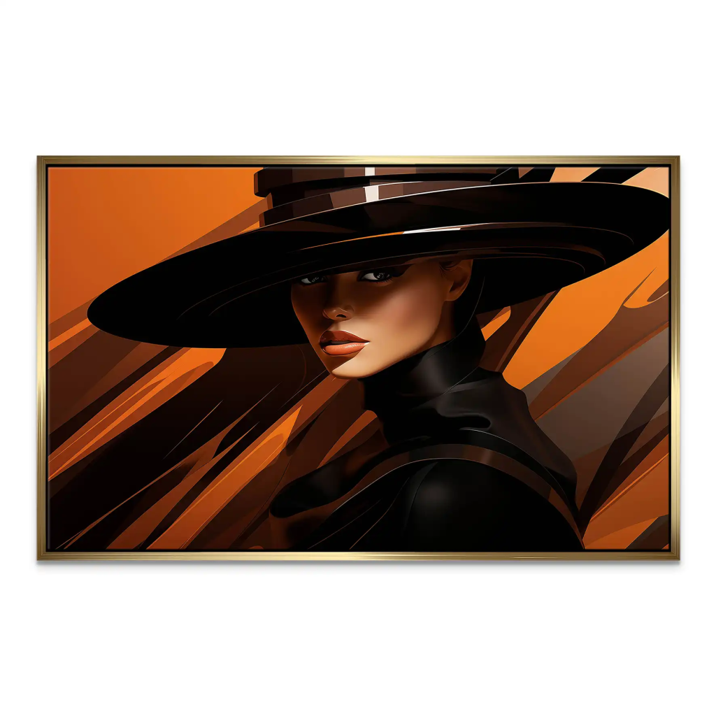 Frau mit Hut Modern Style Leinwand Bild INGALERIE