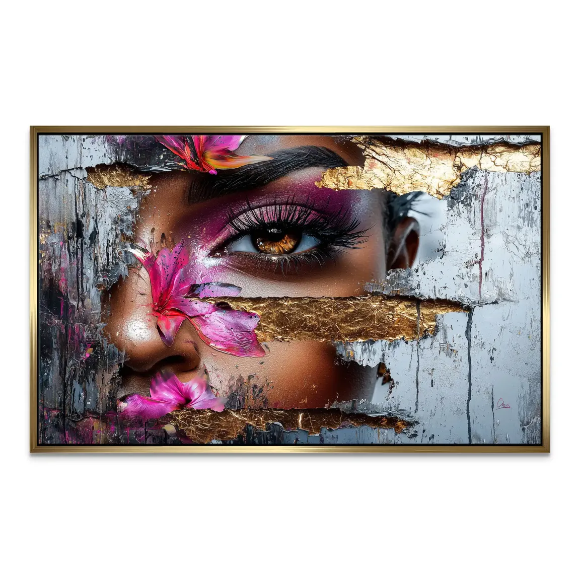Goldsplitter im Blickfeld Leinwand Bild INGALERIE