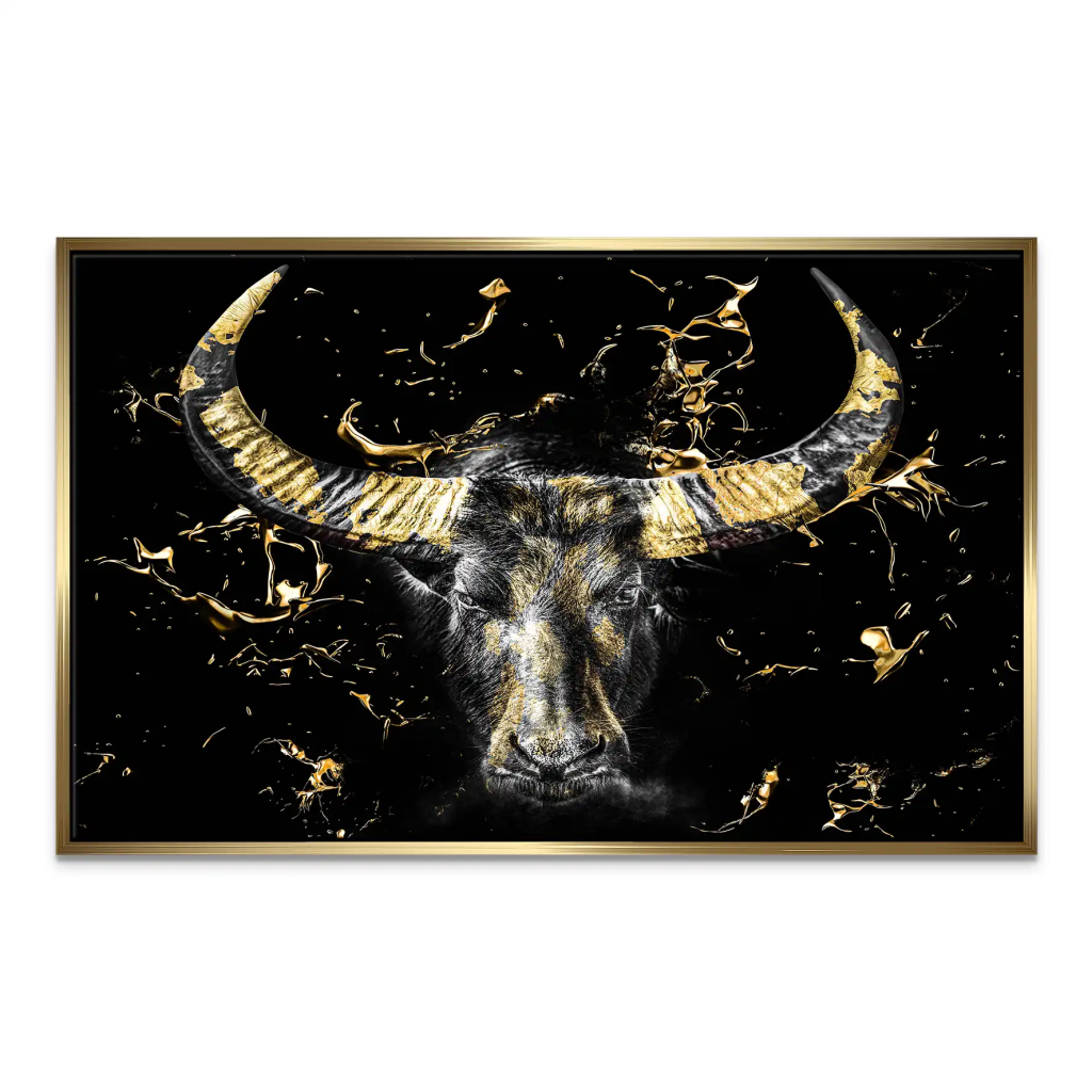 Stier Gold Style Leinwand Bild INGALERIE
