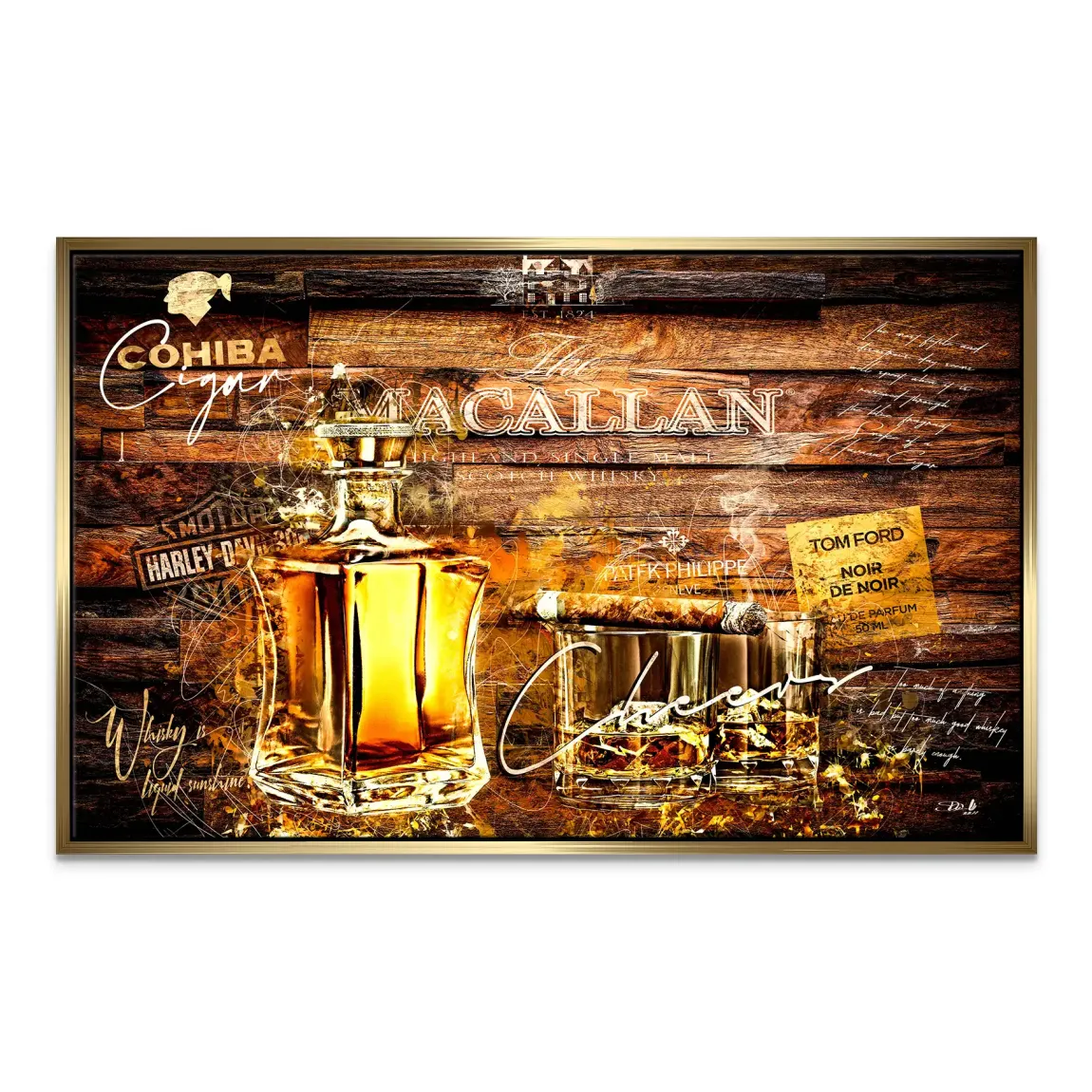 Whisky Holz und Eleganz Leinwand Bild INGALERIE