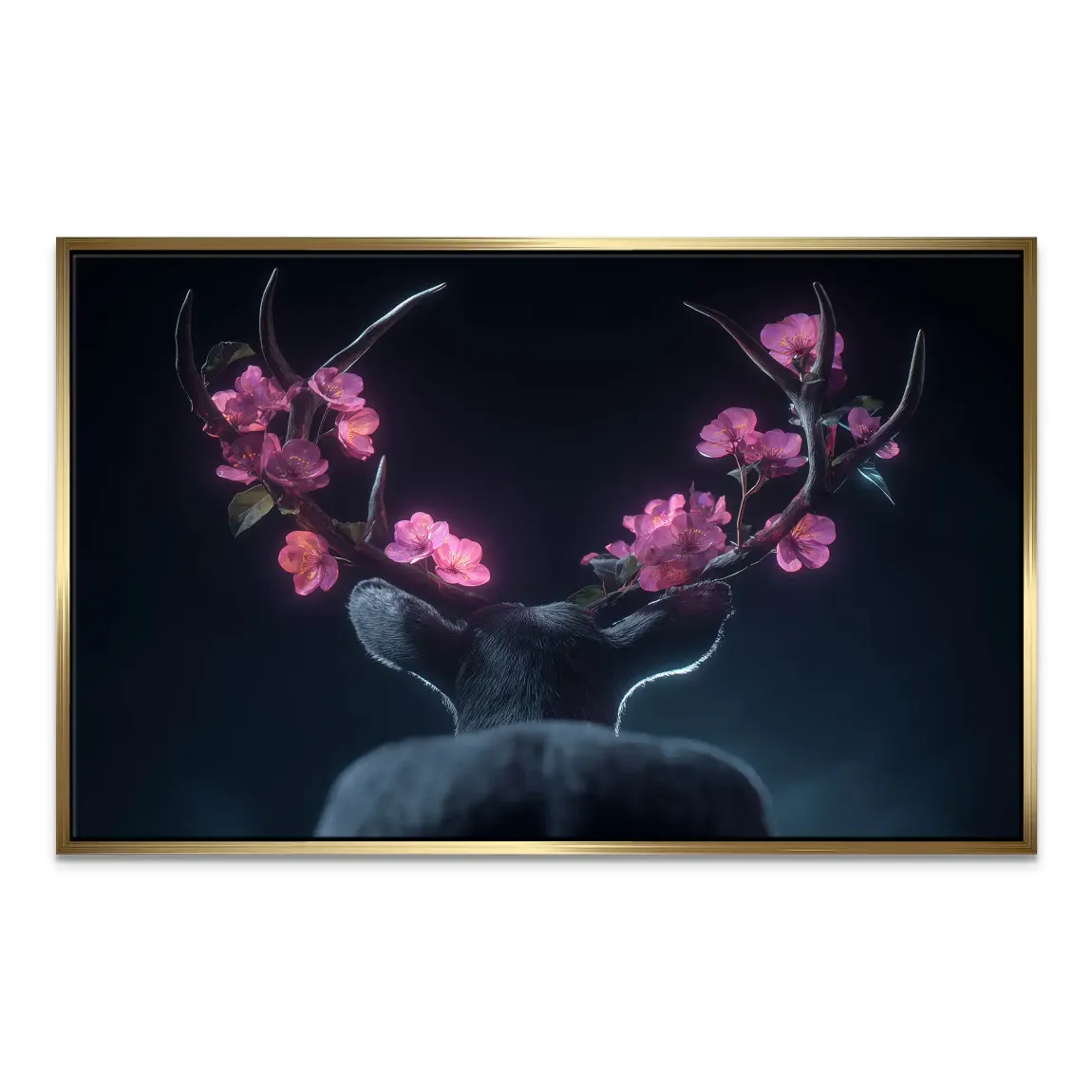 Blütenhirsch Leinwand Bild