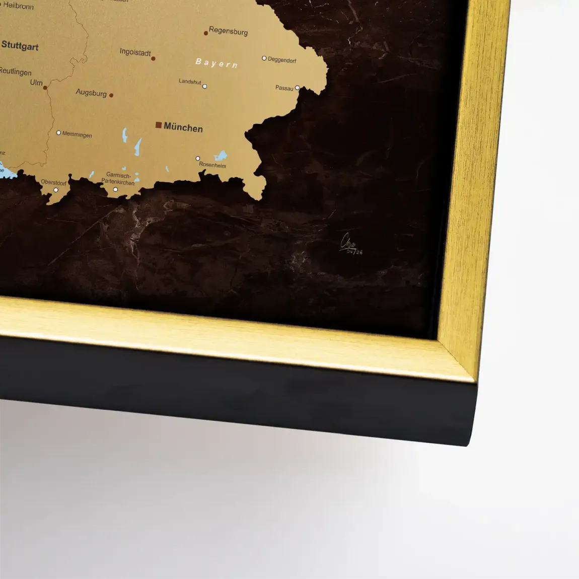 Deutschland Karte Gold Leinwand Bild