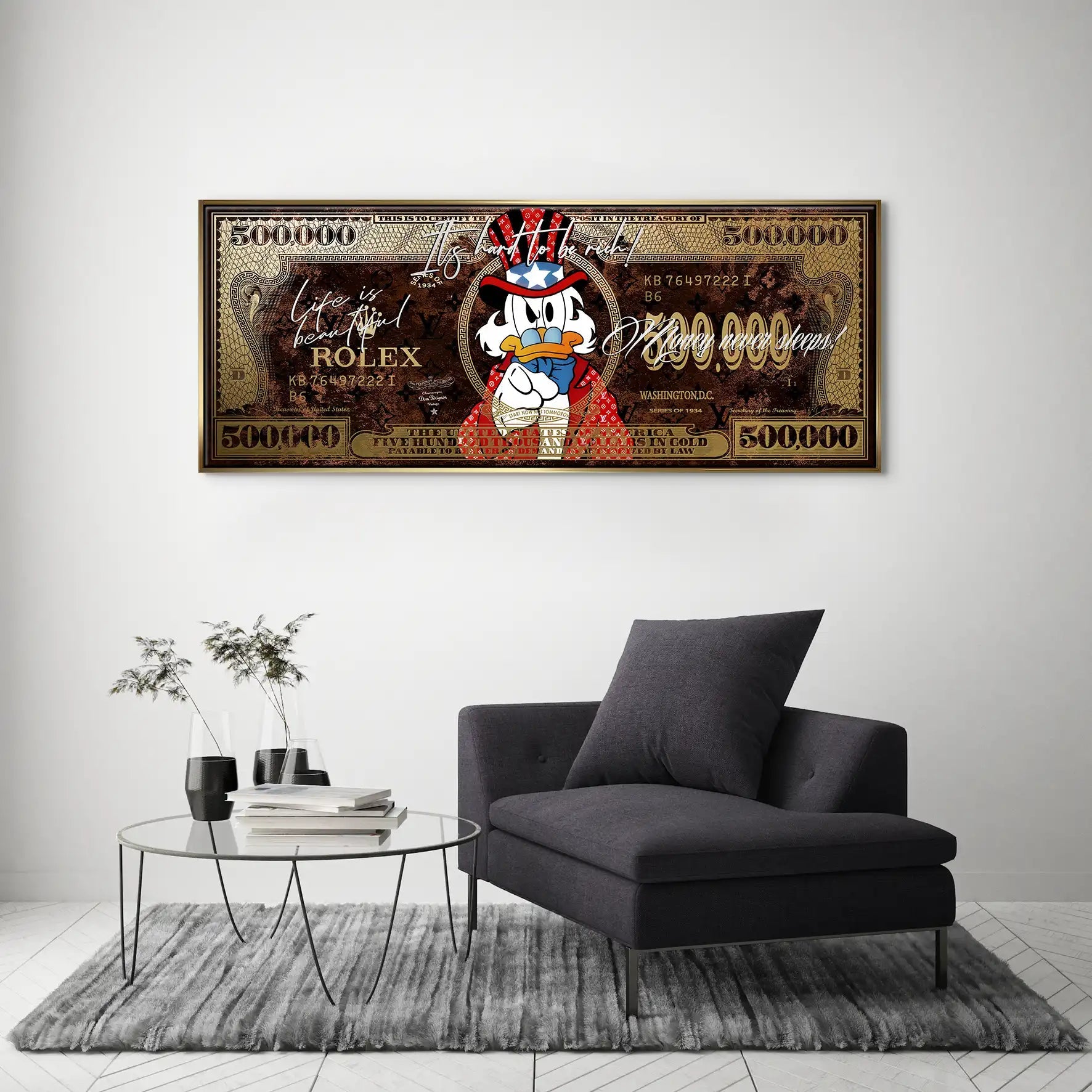 Dagobert Money Never Gold Dollar Leinwand Bild INGALERIE