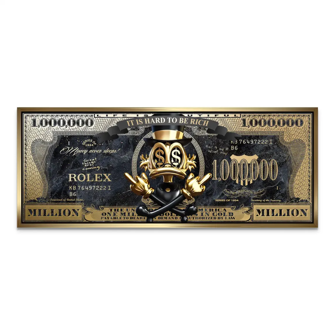 Dagobert Totenkopf Dollar Leinwand Bild INGALERIE