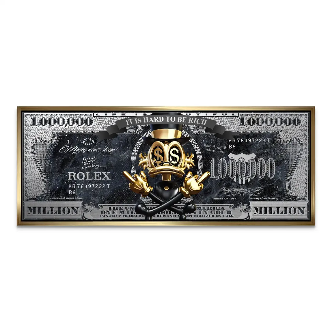 Dagobert Duck Totenkopf Black Dollar Leinwand Bild INGALERIE