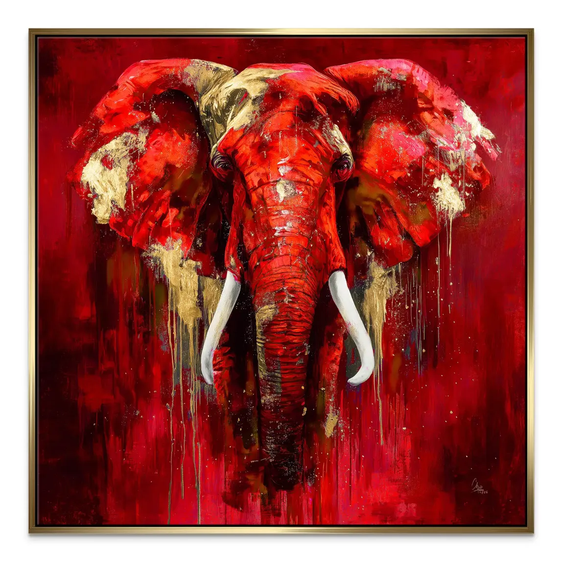 Roter Elefant Leinwand Bild