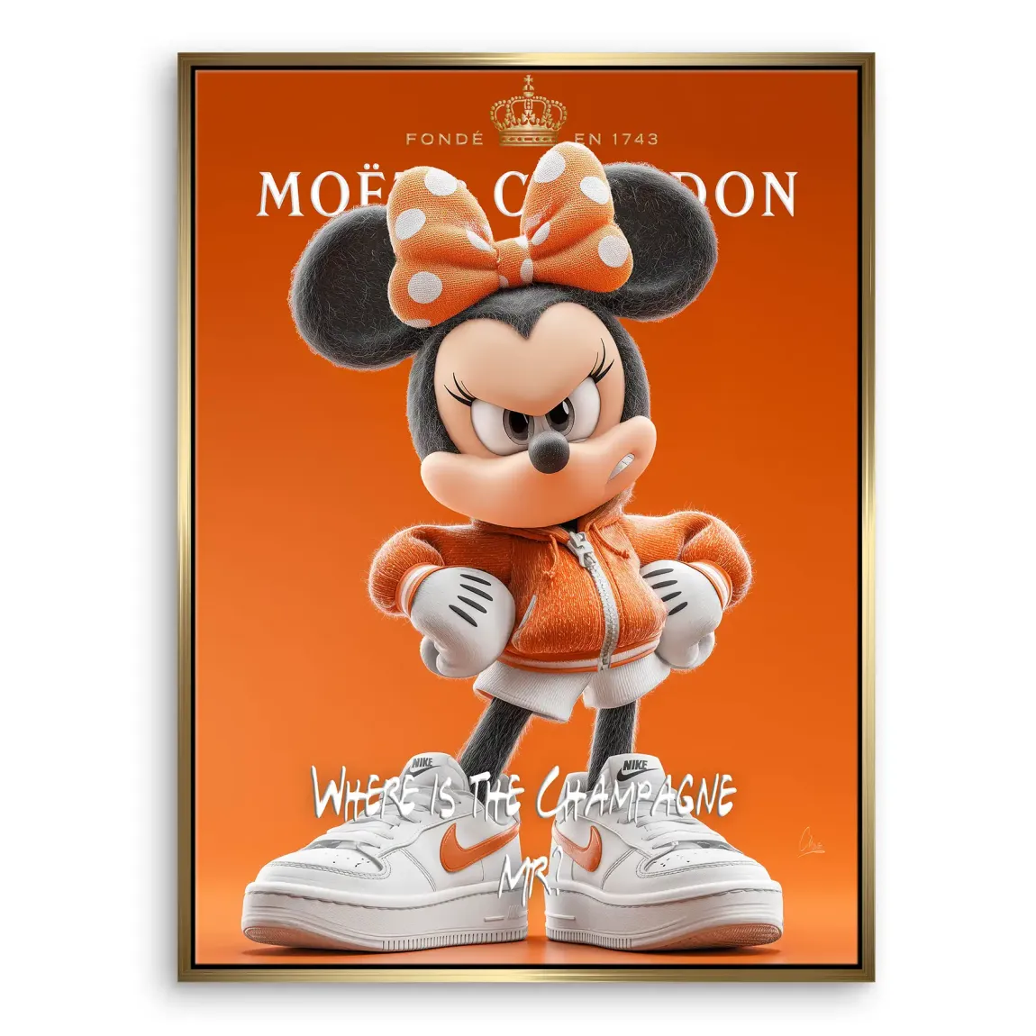Champagne Mood Minnie Maus Leinwand Bild
