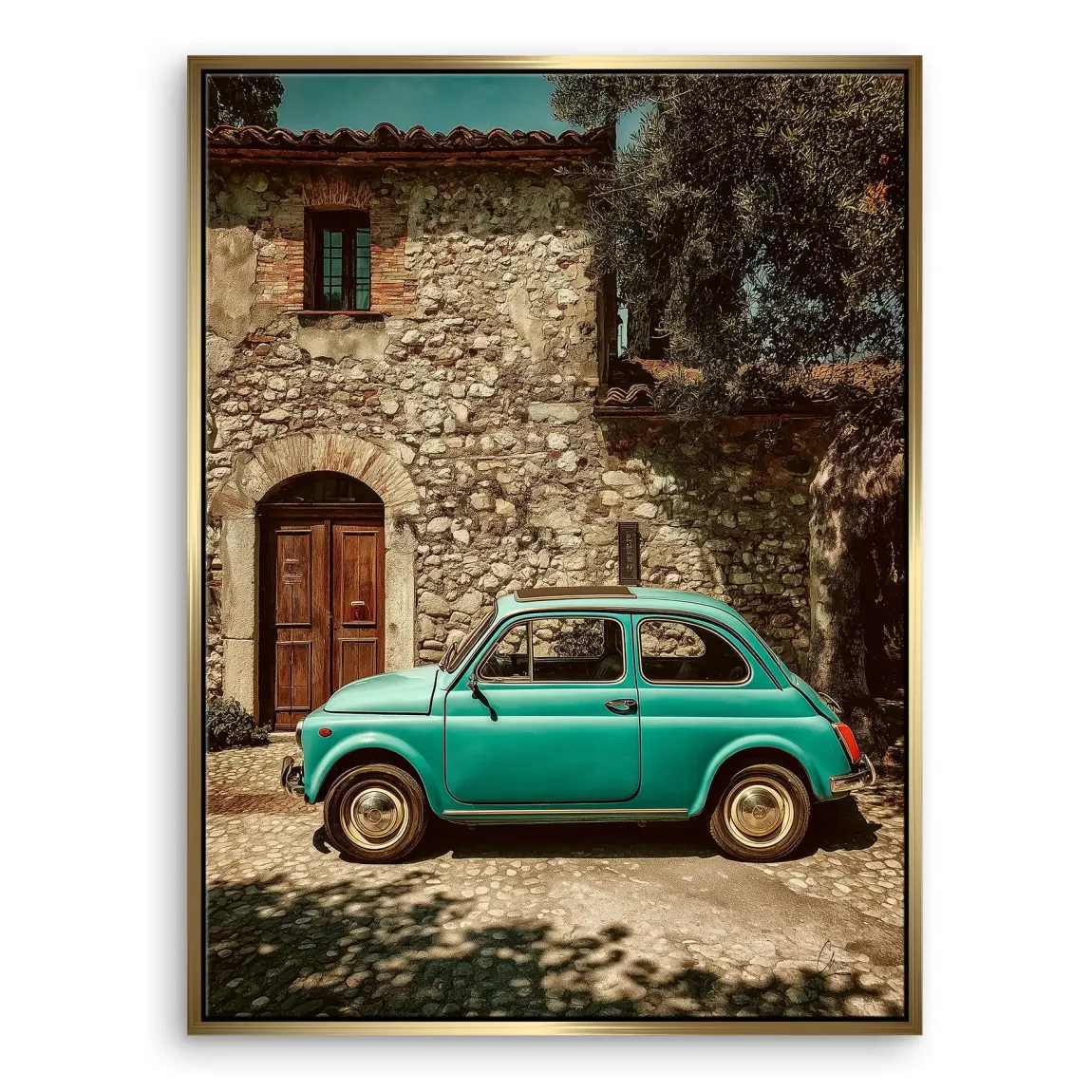 Toskana Fiat Charm Leinwand Bild
