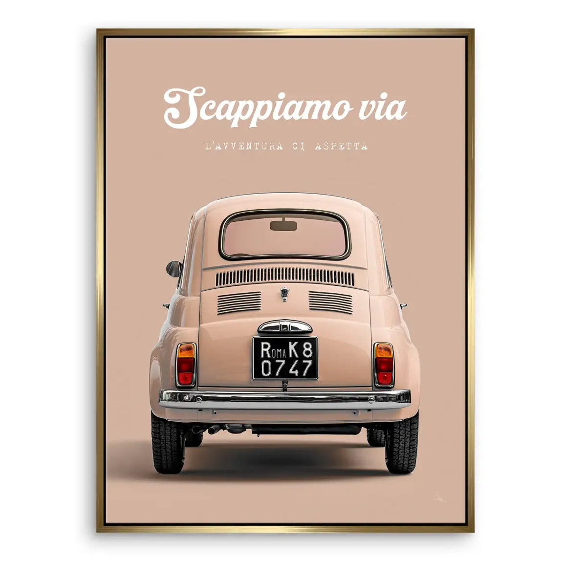 Fiat 500 Crema Leinwand Bild