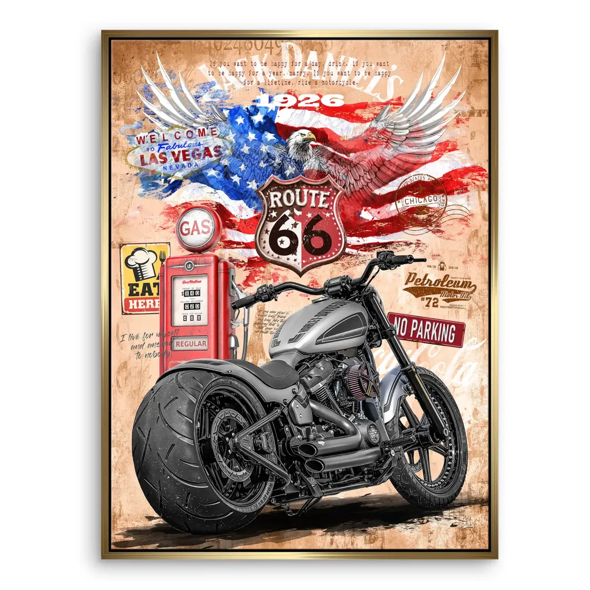Harley Route 66 Leinwand Bild