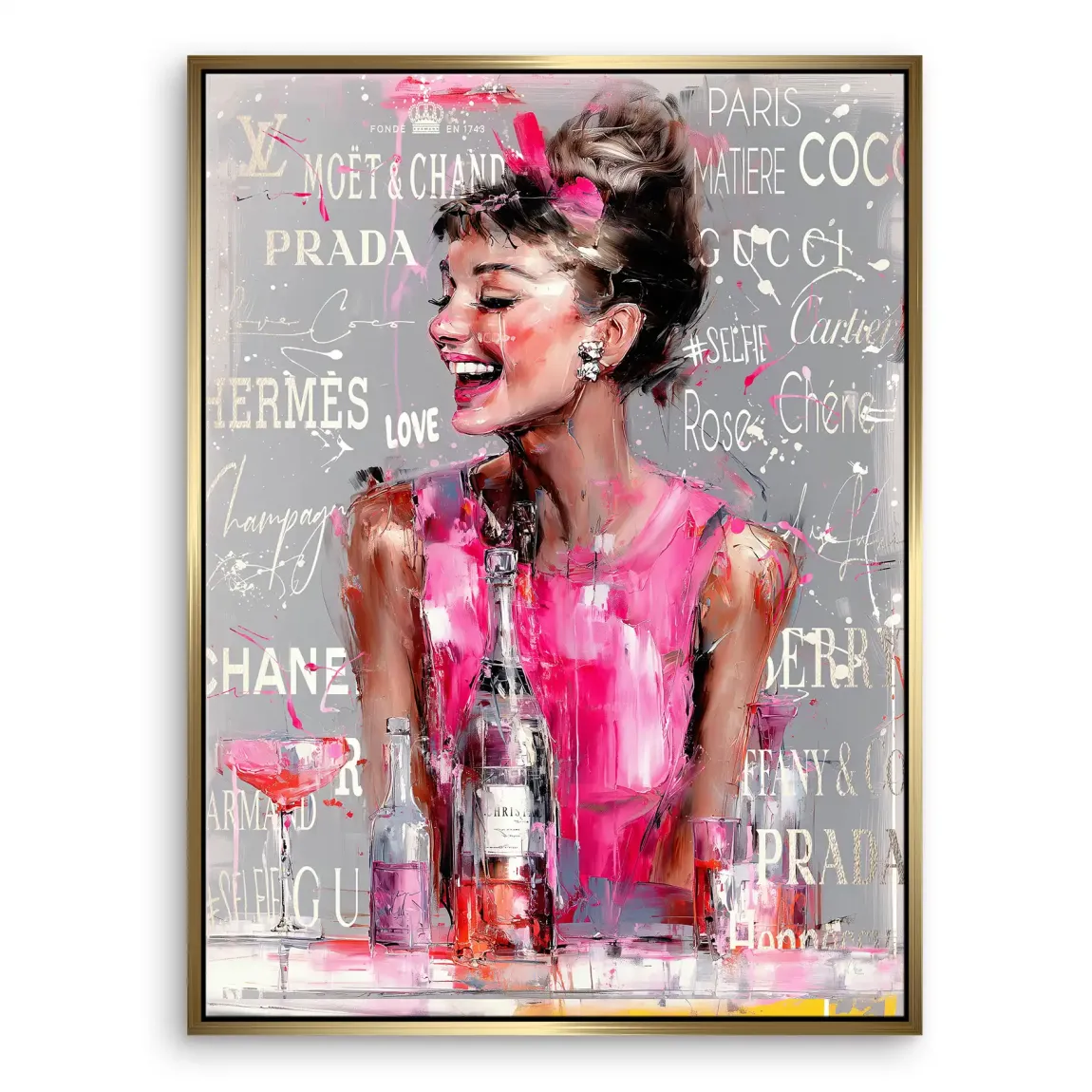 Champagne Bliss Audrey Hepburn Leinwand Bild