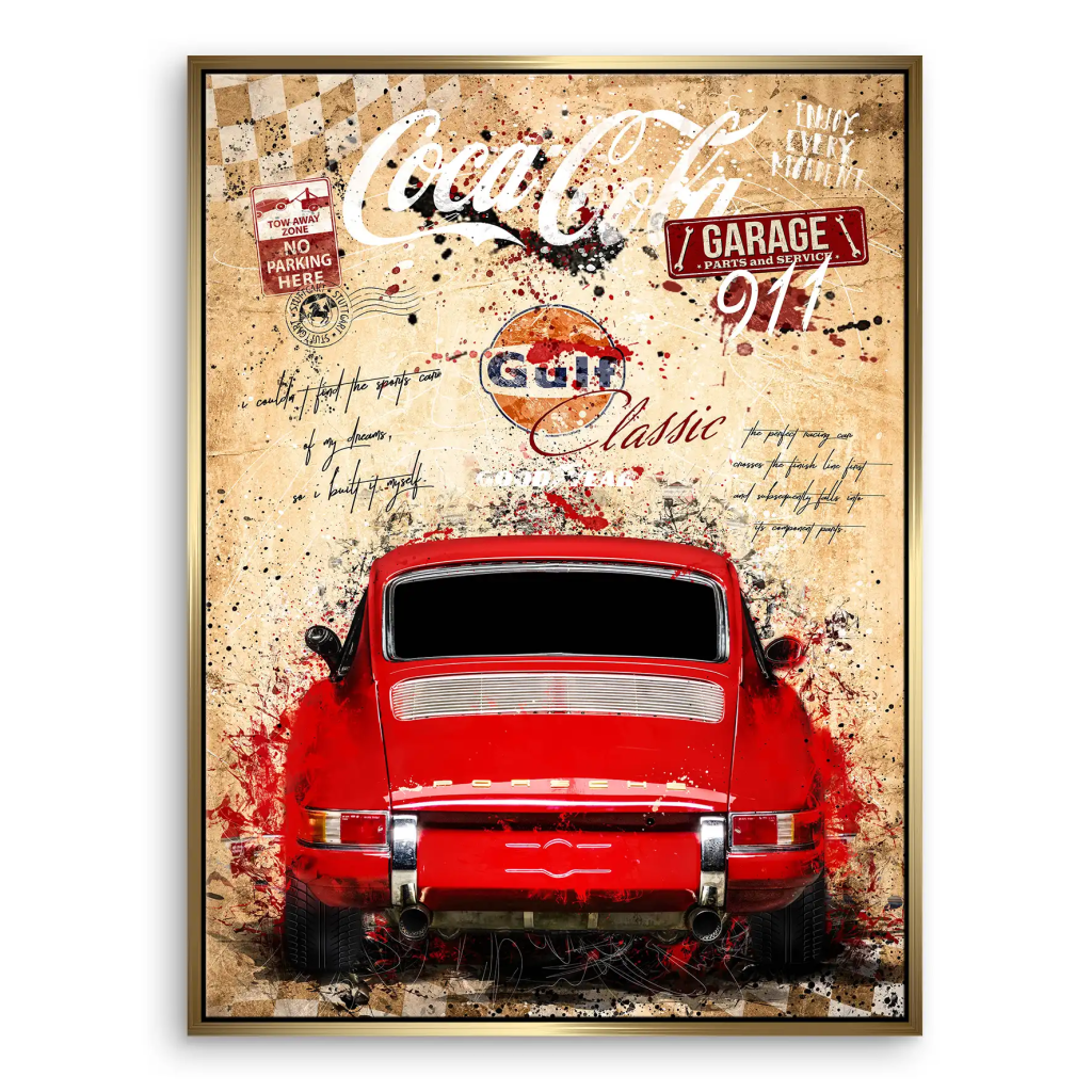 Porsche 911 Vintage Style Leinwandbild INGALERIE