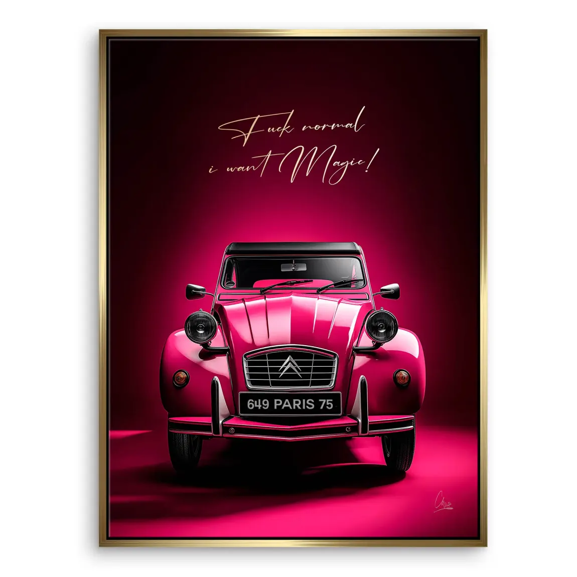 Pink Magic 2CV Leinwand Bild