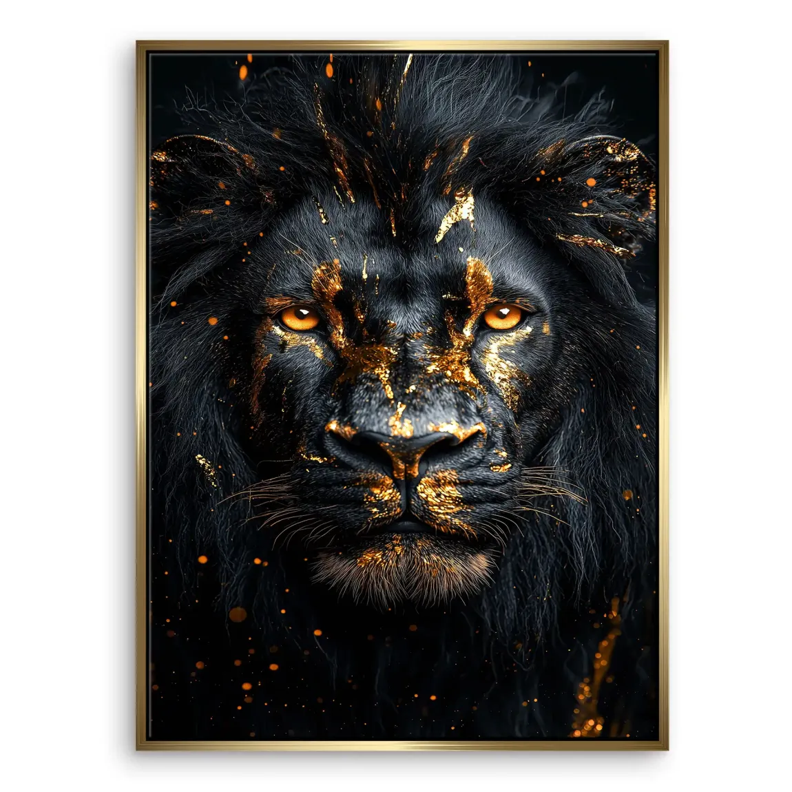 Black Lion in Gold Leinwand Bild INGALERIE