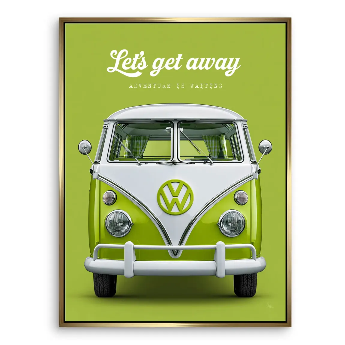 Green VW Bulli Leinwand Bild