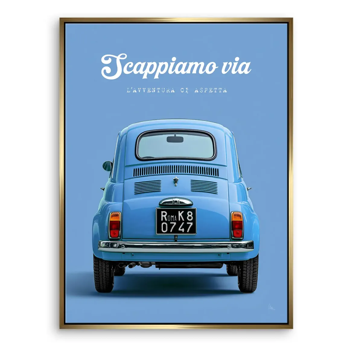 Fiat 500 Azzurro Leinwand Bild