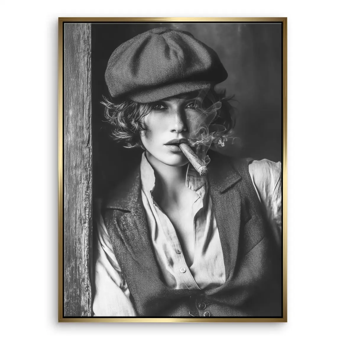 Smoke & Secrets Beauty in schwarz weiss Leinwand Bild INGALERIE