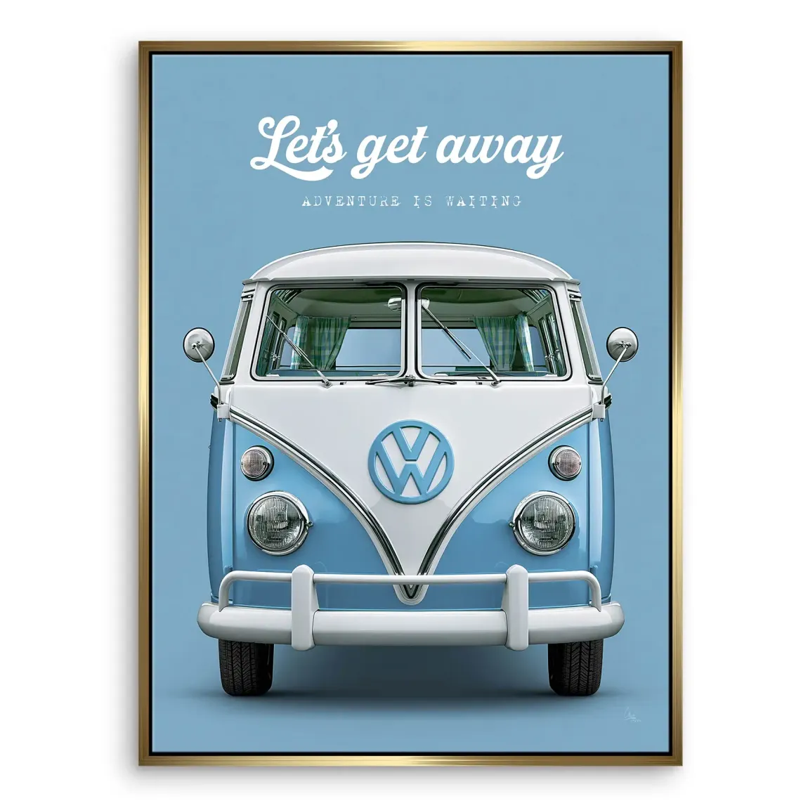 Blue VW Bulli Leinwand Bild