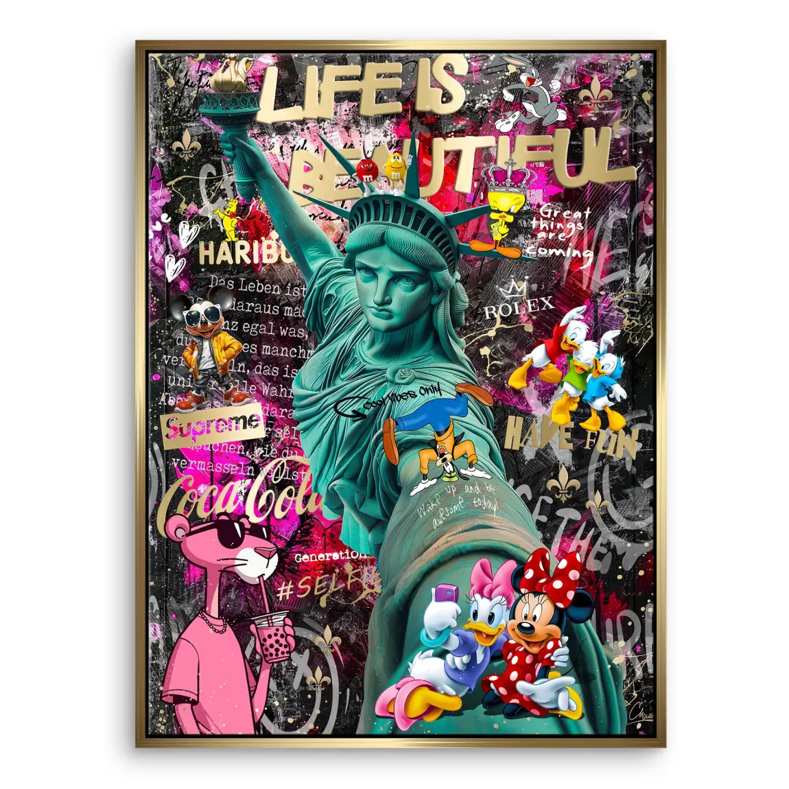 Liberty Selfie Pop Art Leinwand Bild