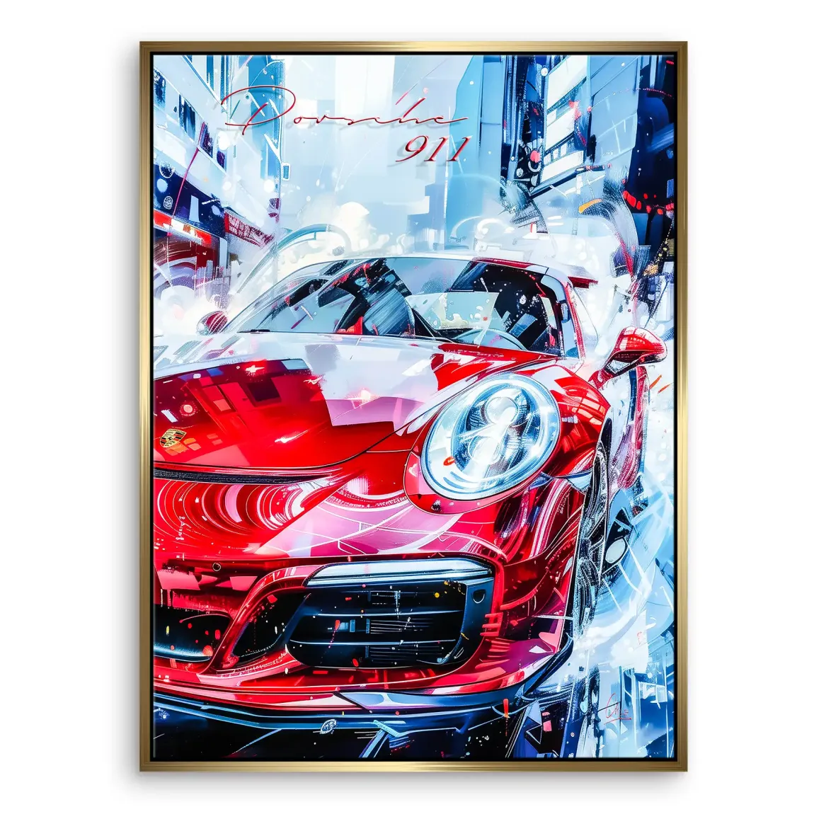 Red Pulse 911 Porsche Leinwand Bild