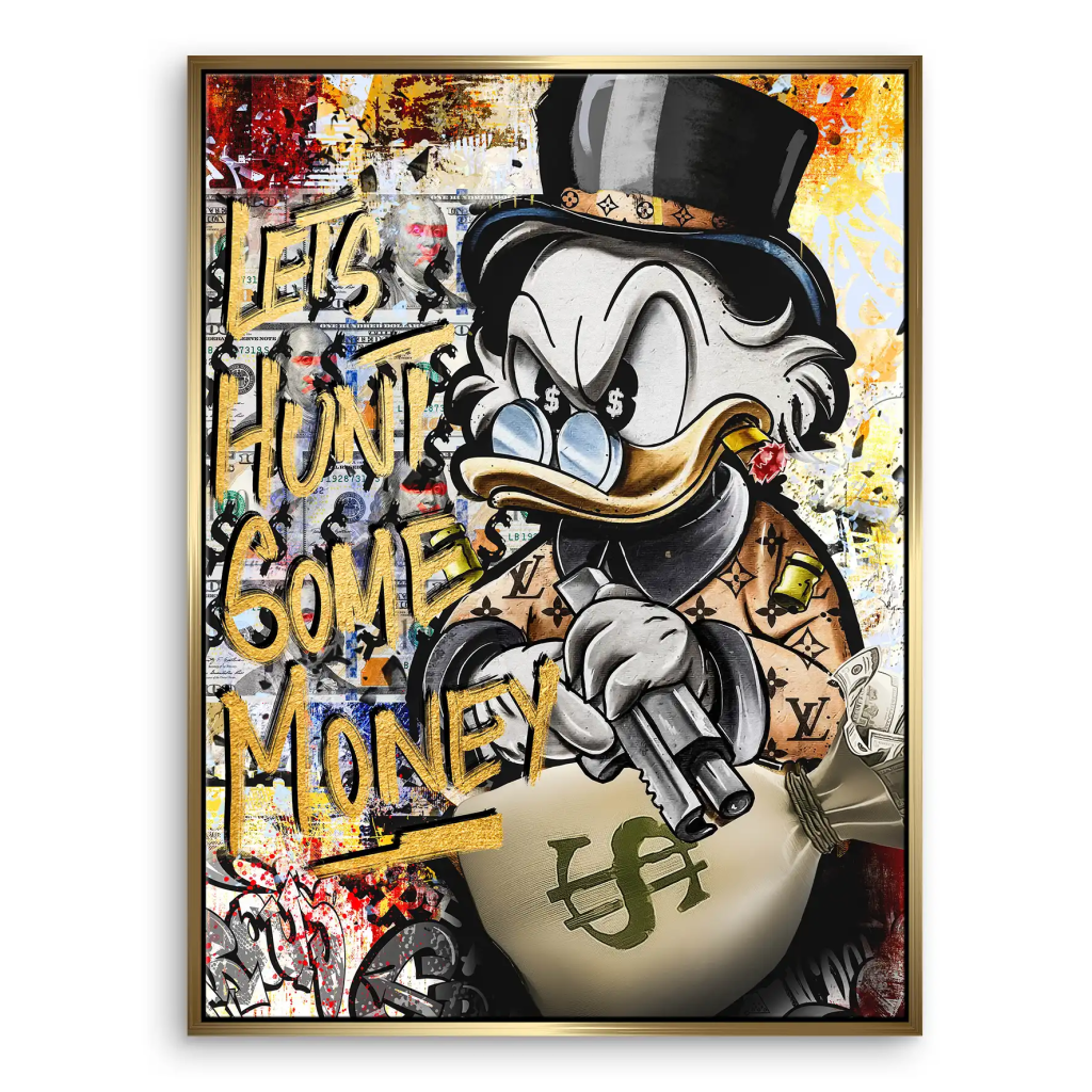 Dagobert Duck Let's Hunt Pop Art Leinwand Bild INGALERIE
