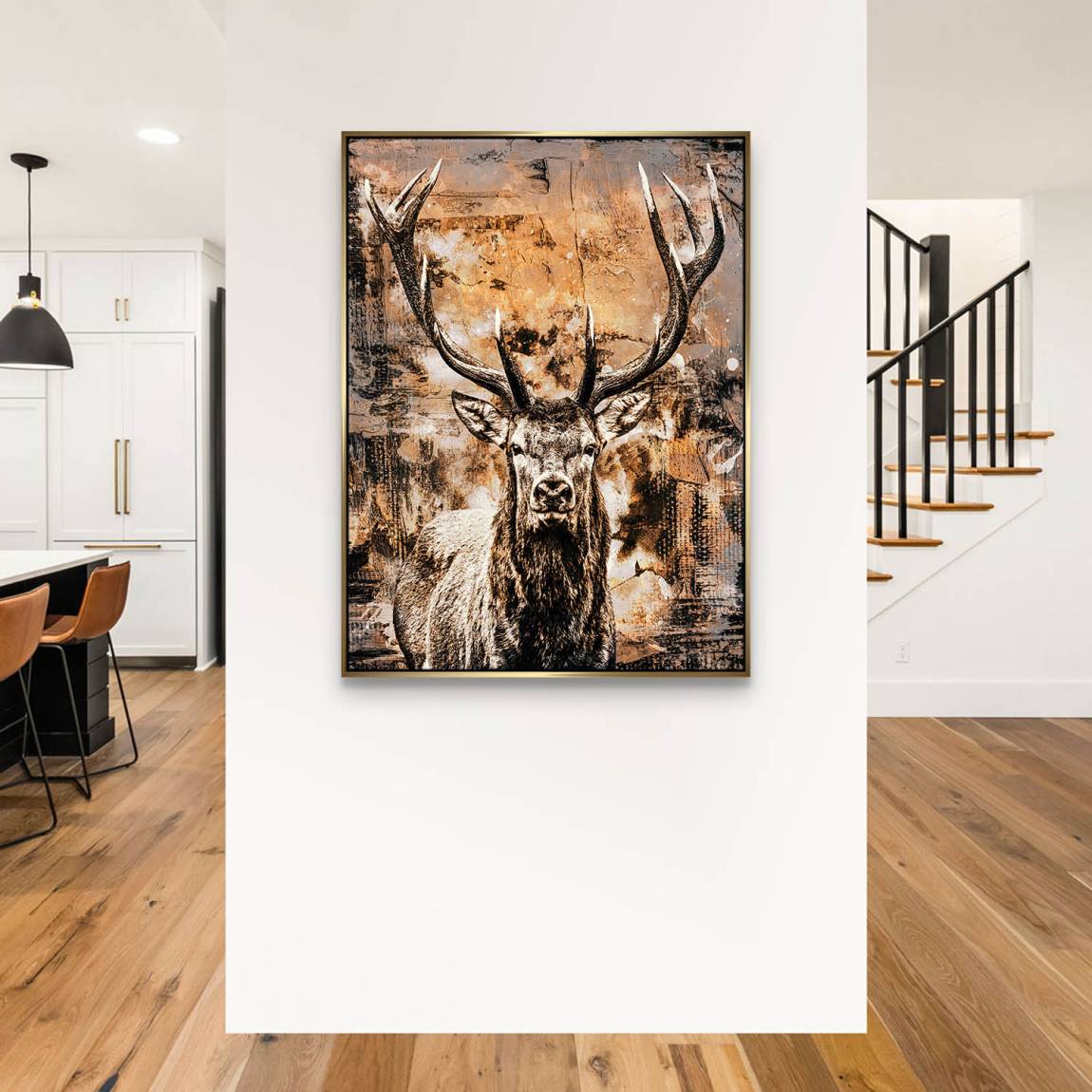 Hirsch Abstrakt Art Leinwand Bild