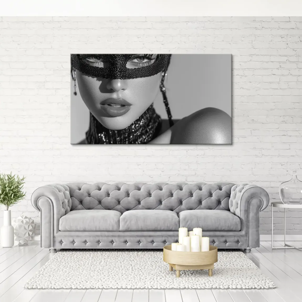 Masked Beauty Noir Art Leinwand Bild