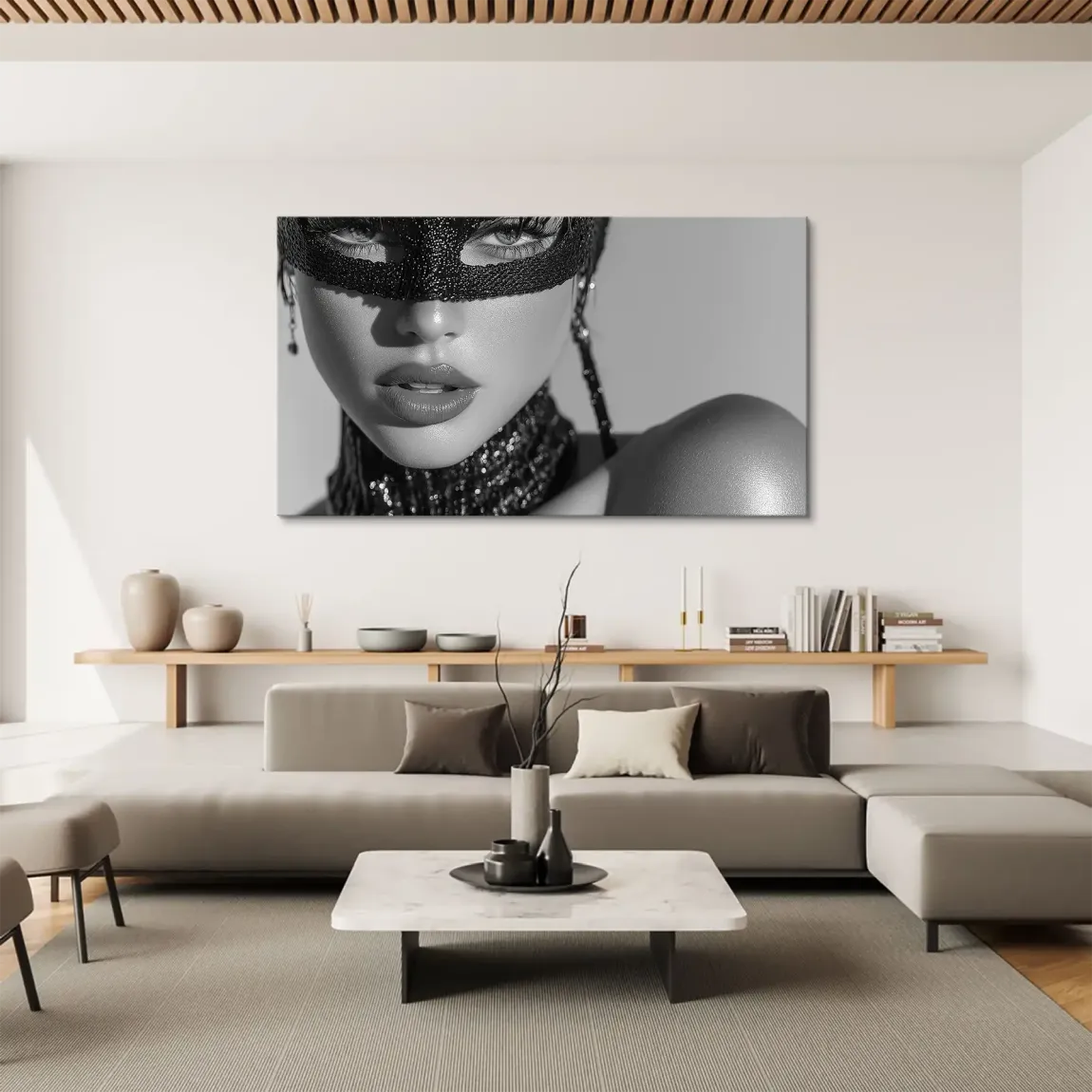 Masked Beauty Noir Art Leinwand Bild