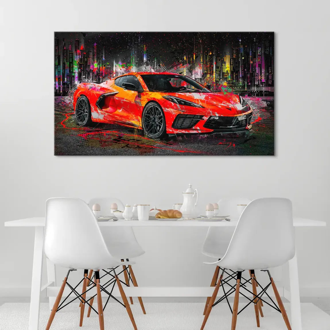 Corvette C8 Abstrak Red Style Leinwand Bild INGALERIE