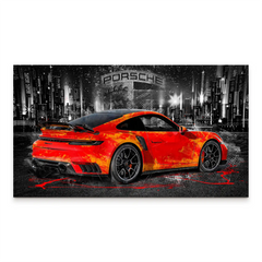 Porsche 911 Turbo Abstrakt Orange Leinwand Bild