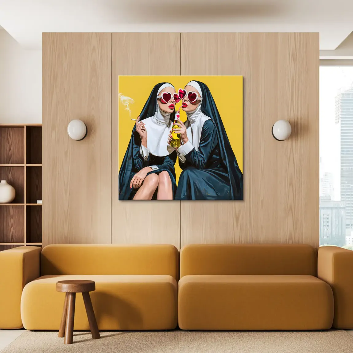 Nonnen Popart Leinwand Bild