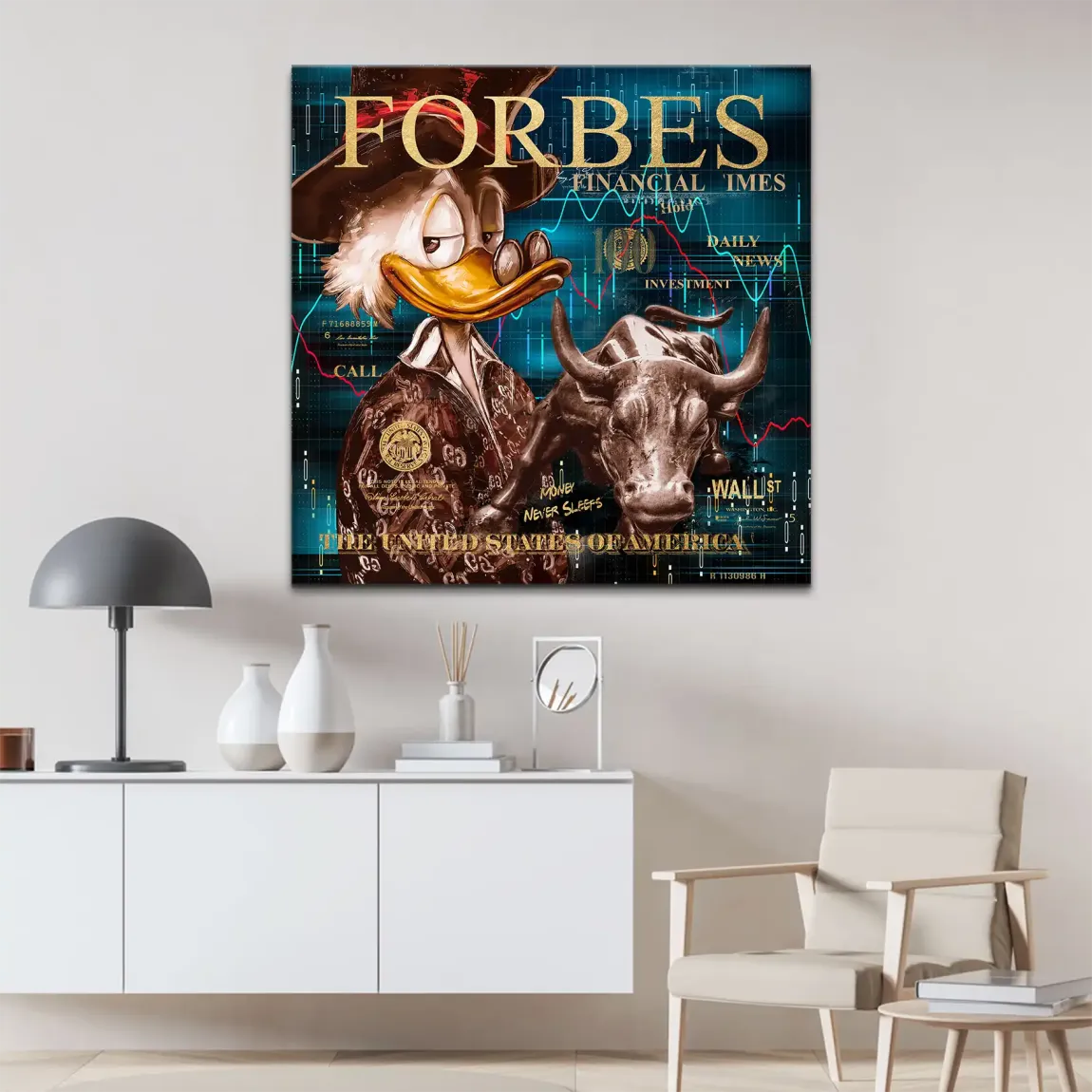 Dagobert Duck Wallstreet Leinwand Bild