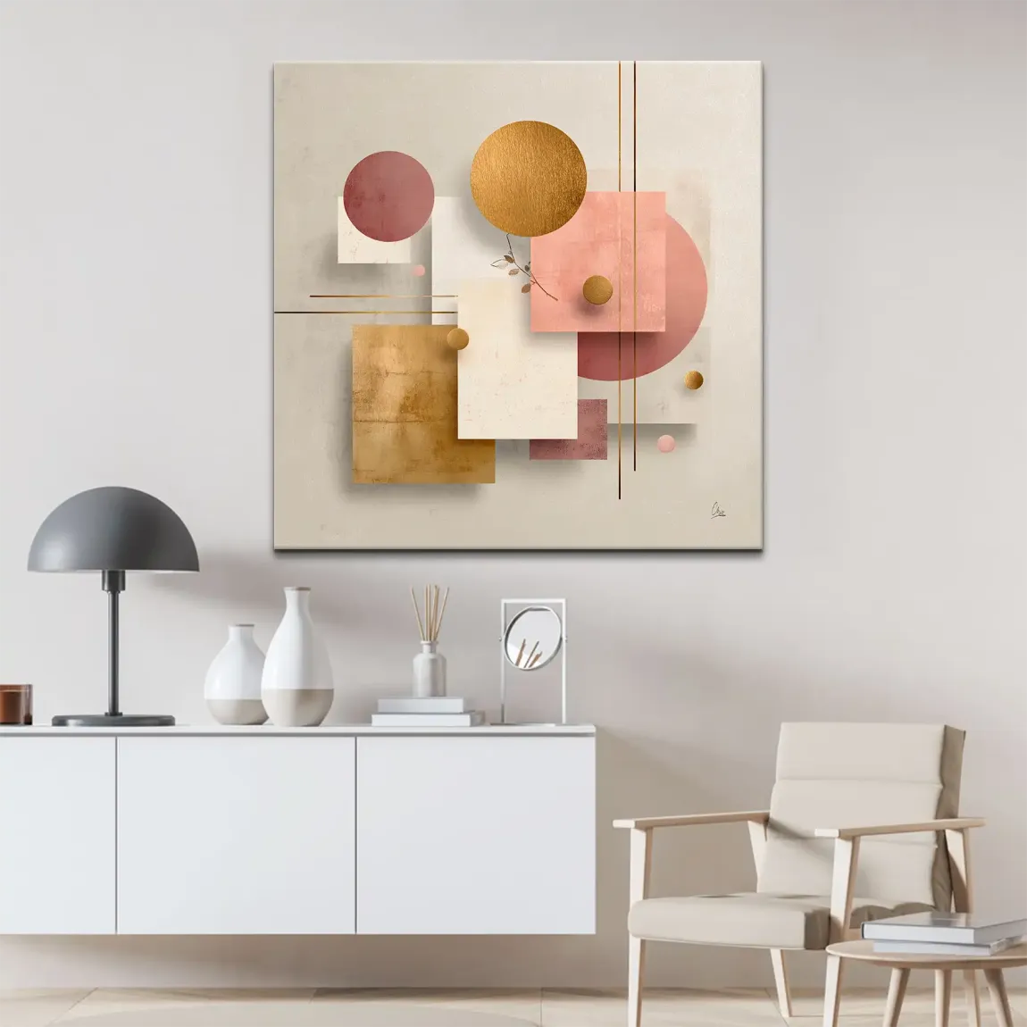 Golden Geometry Leinwand Bild