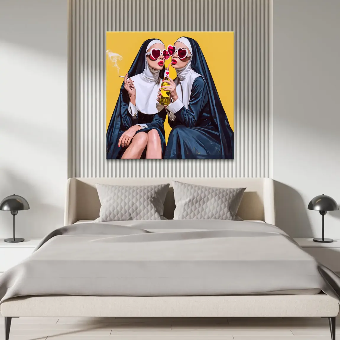 Nonnen Popart Leinwand Bild