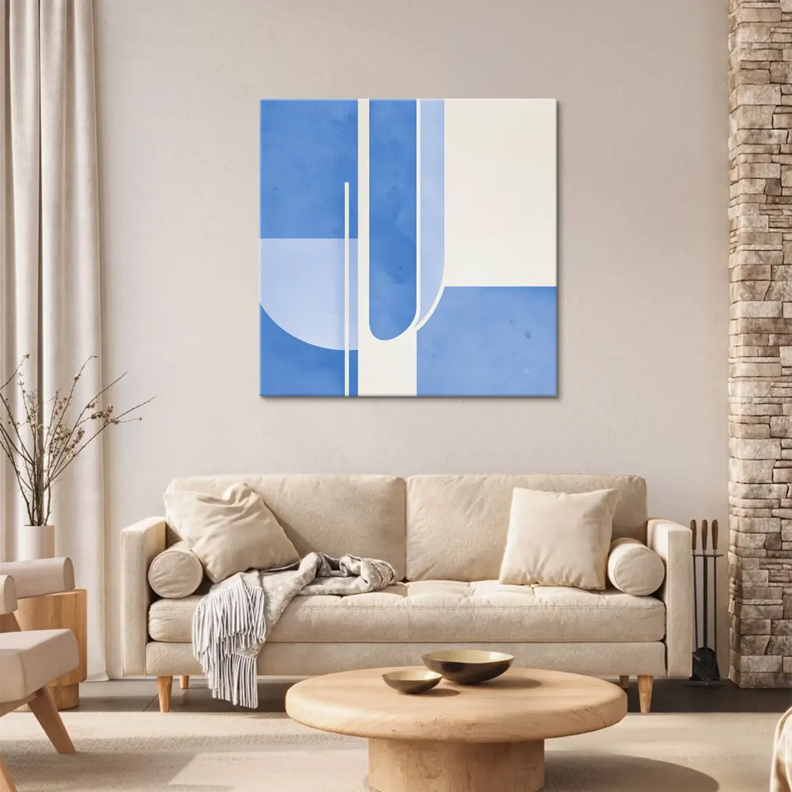 Blaue Geometrie Leinwand Bild