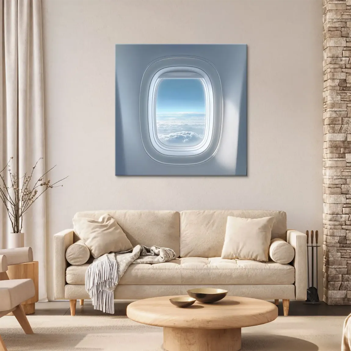 Flugzeugfenster Horizont Leinwand Bild