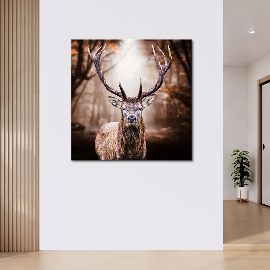 Hirsch Herbstkrone Leinwand Bild